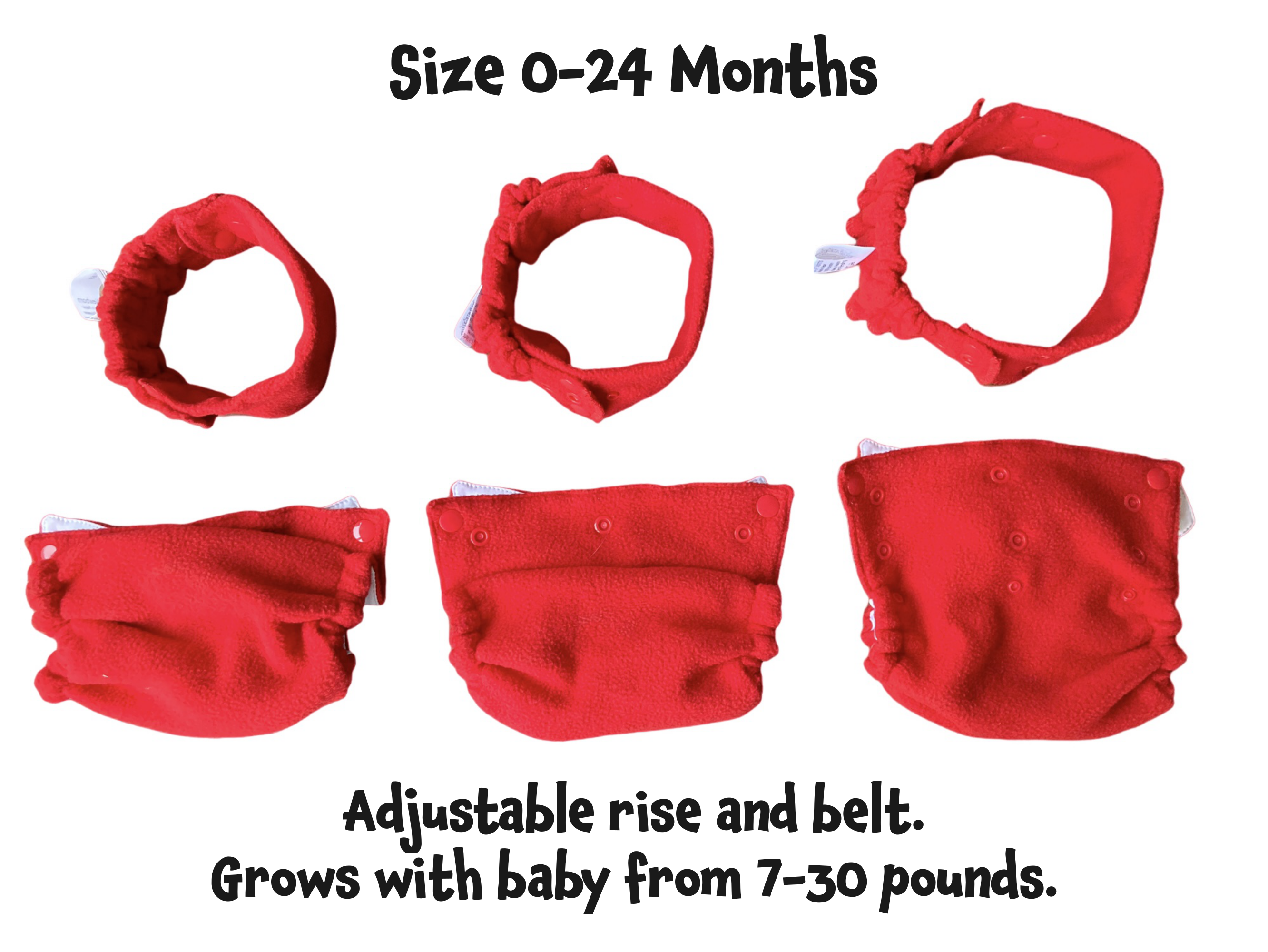 Candy Apple Red Fleece All-In-Two Flappy-Nappy Diaper Cover
